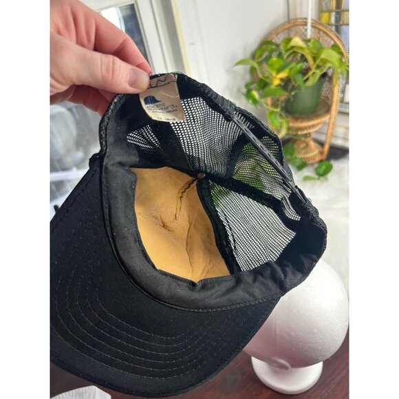 Vintage Captain Trucker Hat Boating Adjustable Baseball Cap Black Snapback Mesh - Picture 5 of 5